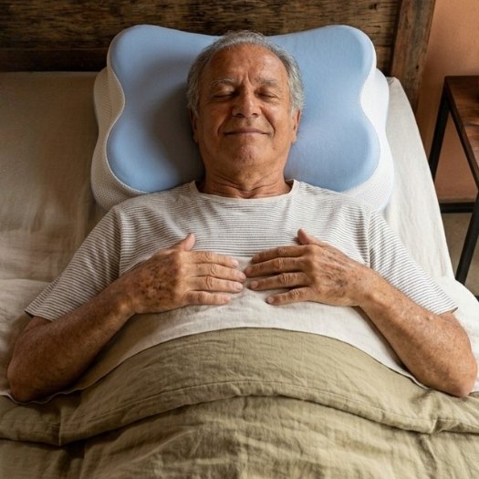 Melara Max Pillow shown for multiple sleeping positions